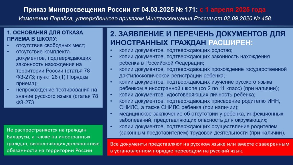 Правила приема