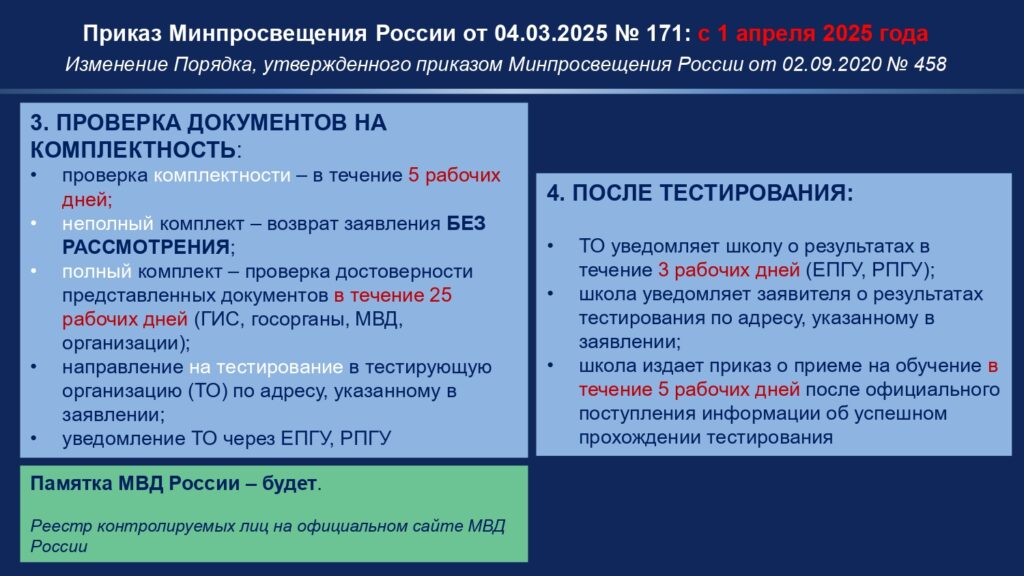 Правила приема